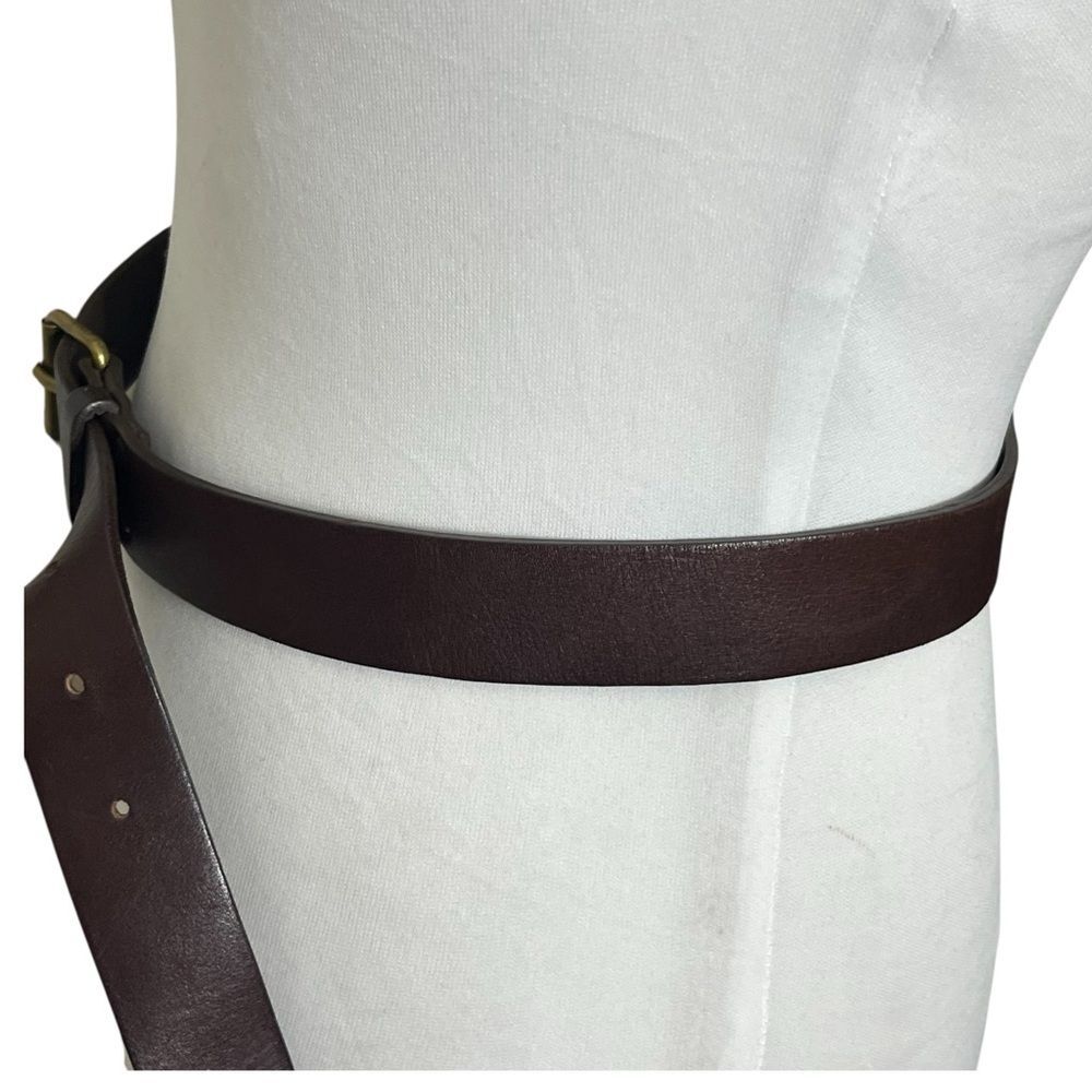 Lanvin Leather Belt Women's XS Brown Gold Tone Buckle Minimalist Classic France - Picture 6 of 15